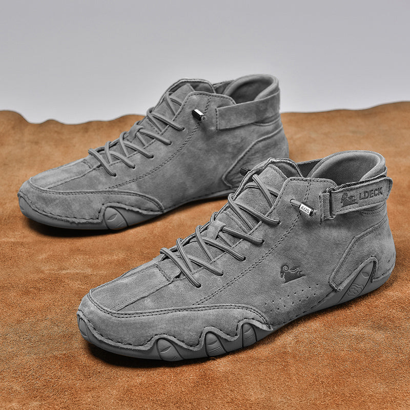 Men's Handmade Outdoor Waterproof Suede Velcro High Boots