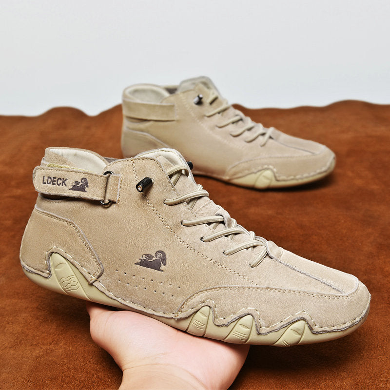 Men's Handmade Outdoor Waterproof Suede Velcro High Boots