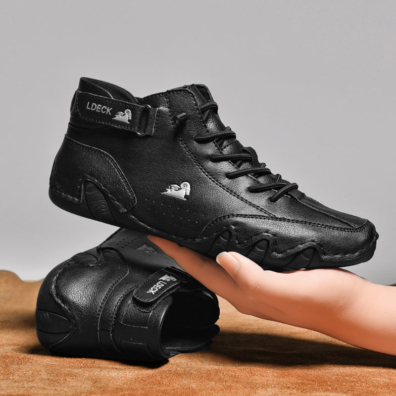 Men's Handmade Outdoor Waterproof Suede Velcro High Boots