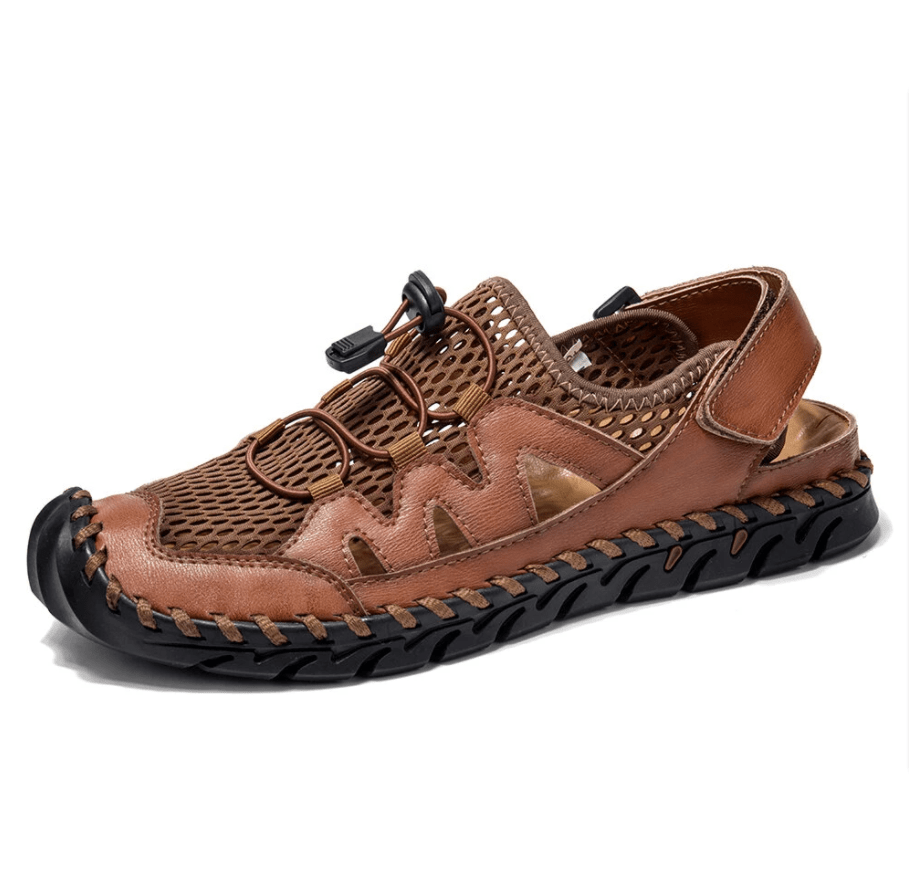 Men Genuine Leather Non-slip Mesh Casual Soft Sandals