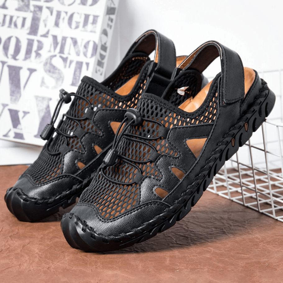 Men Genuine Leather Non-slip Mesh Casual Soft Sandals