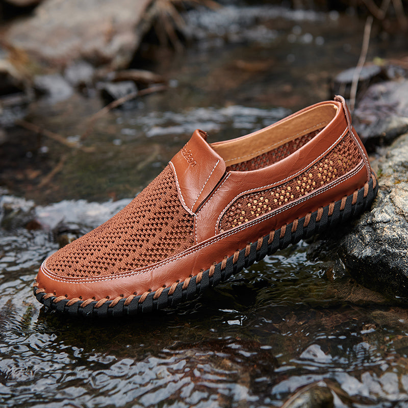 Men's Hand Stitching Breathable Non-Slip Casual Slip On Loafers