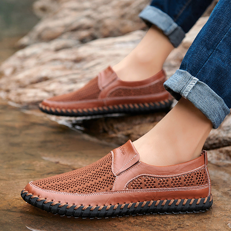 Men's Hand Stitching Breathable Non-Slip Casual Slip On Loafers
