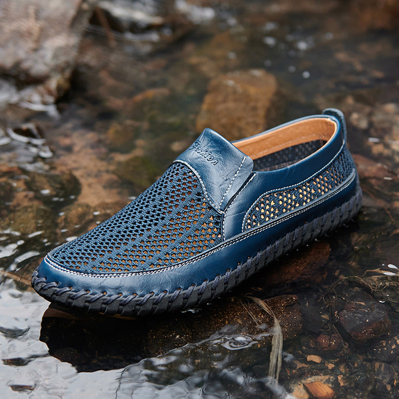 Men's Hand Stitching Breathable Non-Slip Casual Slip On Loafers