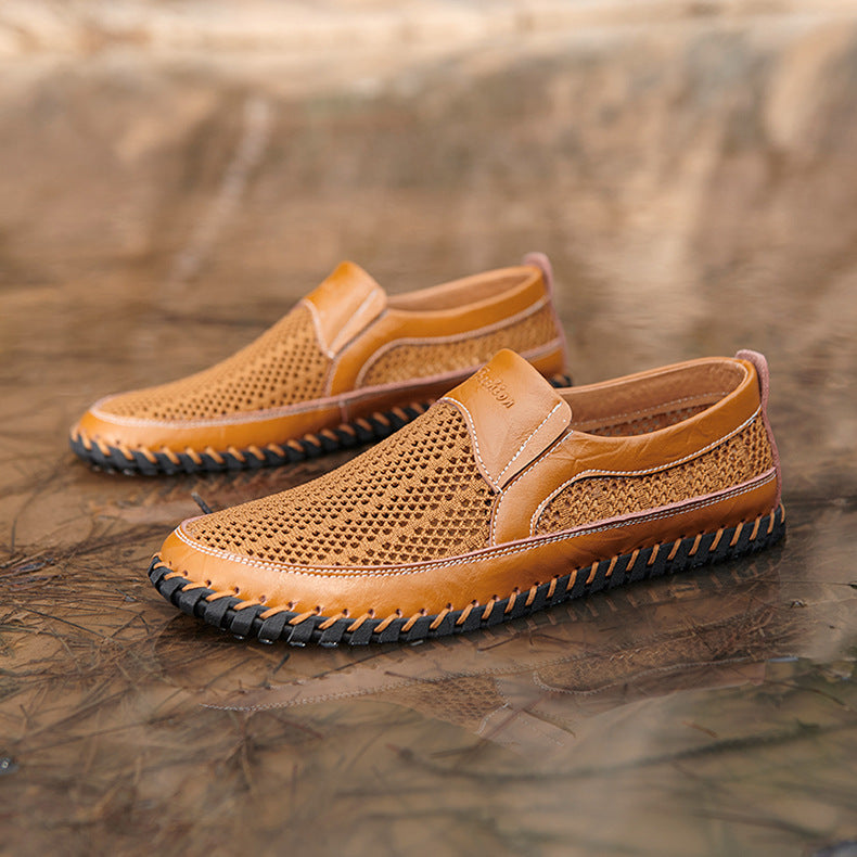 Men's Hand Stitching Breathable Non-Slip Casual Slip On Loafers