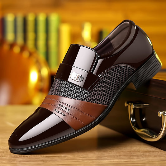 men's stylish patchwork leather shoes