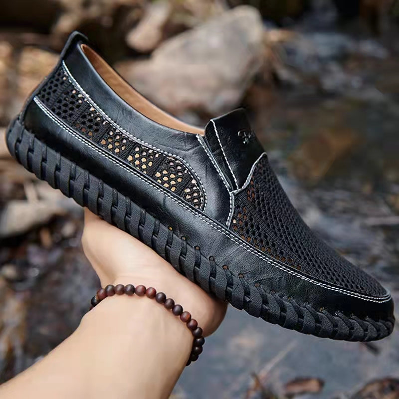 Men's Hand Stitching Breathable Non-Slip Casual Slip On Loafers
