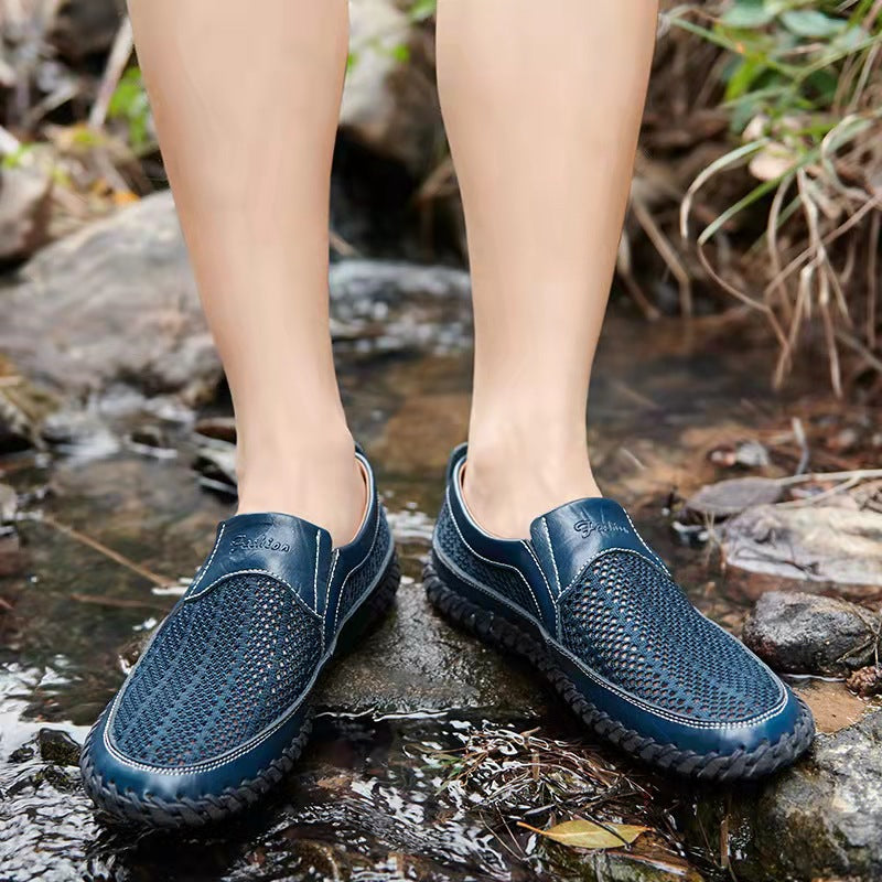 Men's Hand Stitching Breathable Non-Slip Casual Slip On Loafers