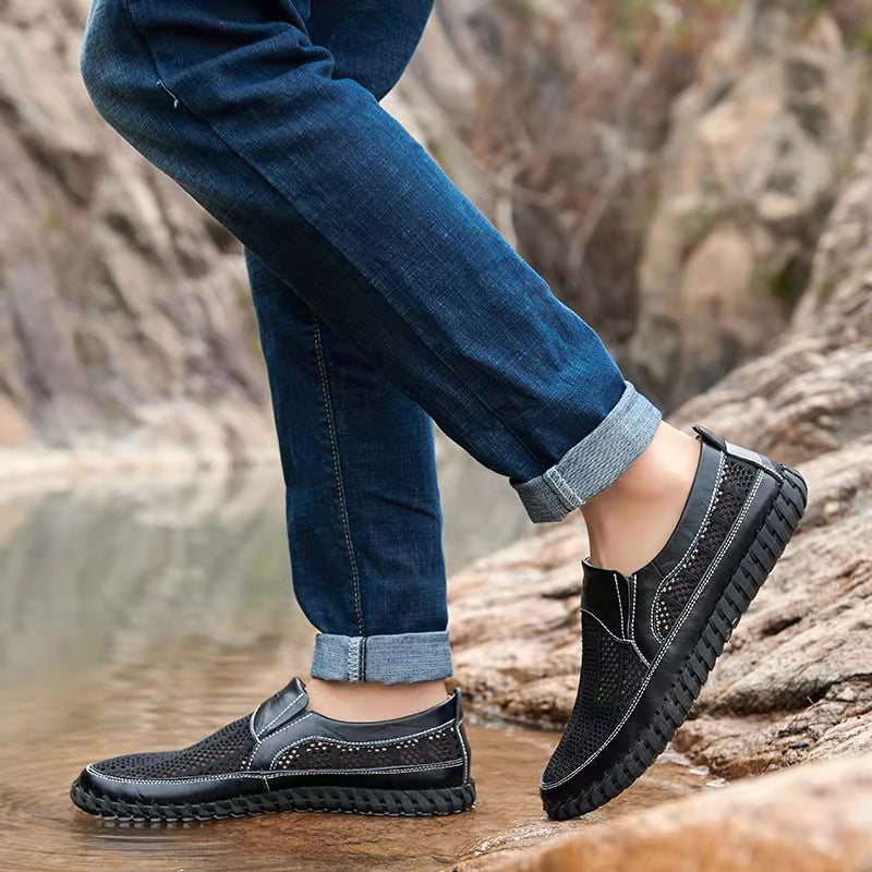 Men's Hand Stitching Breathable Non-Slip Casual Slip On Loafers