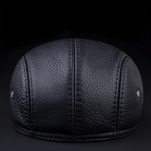Mens Vintage Genuine Leather Earflaps Windproof Ivy Caps