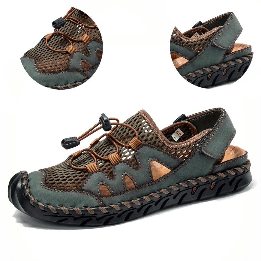 Men Genuine Leather Non-slip Mesh Casual Soft Sandals
