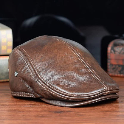 🎅New Year Sale🎁--40% OFF🎉 Mens Vintage Genuine Leather Earflaps Windproof Ivy Caps