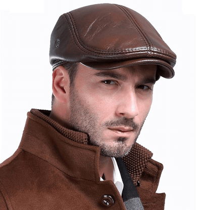 🎅New Year Sale🎁--40% OFF🎉 Mens Vintage Genuine Leather Earflaps Windproof Ivy Caps