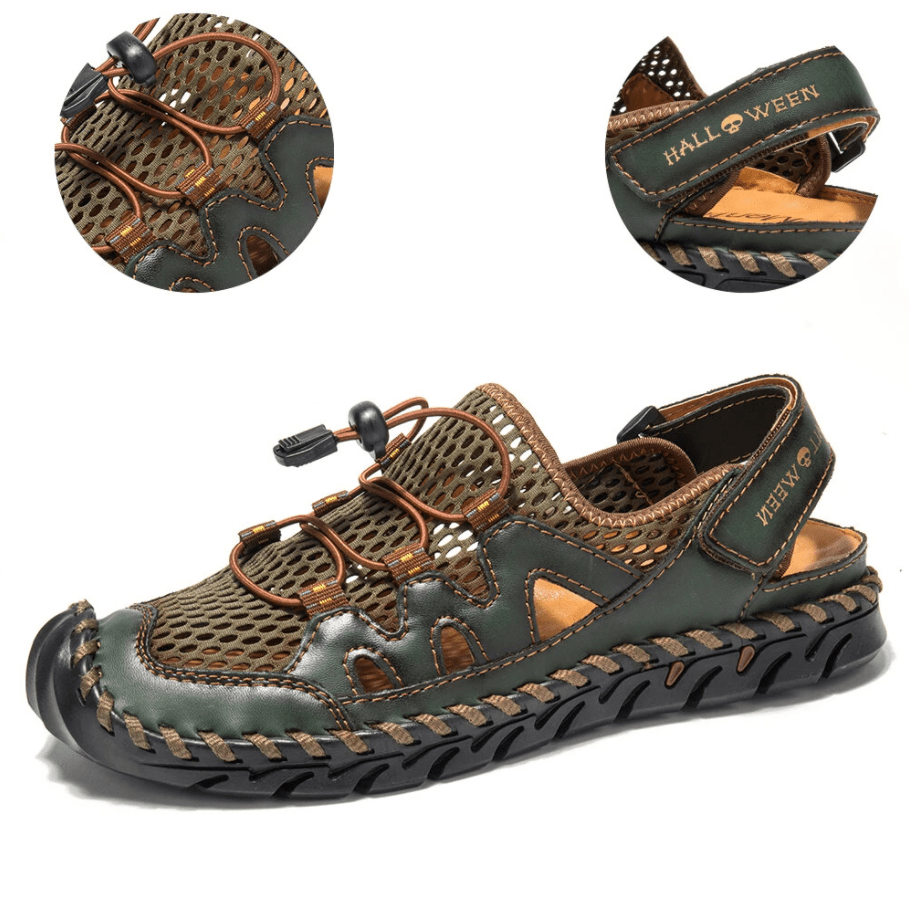 Men Genuine Leather Non-slip Mesh Casual Soft Sandals