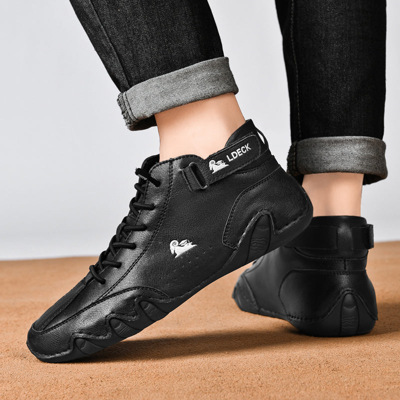 Men's Handmade Outdoor Waterproof Suede Velcro High Boots