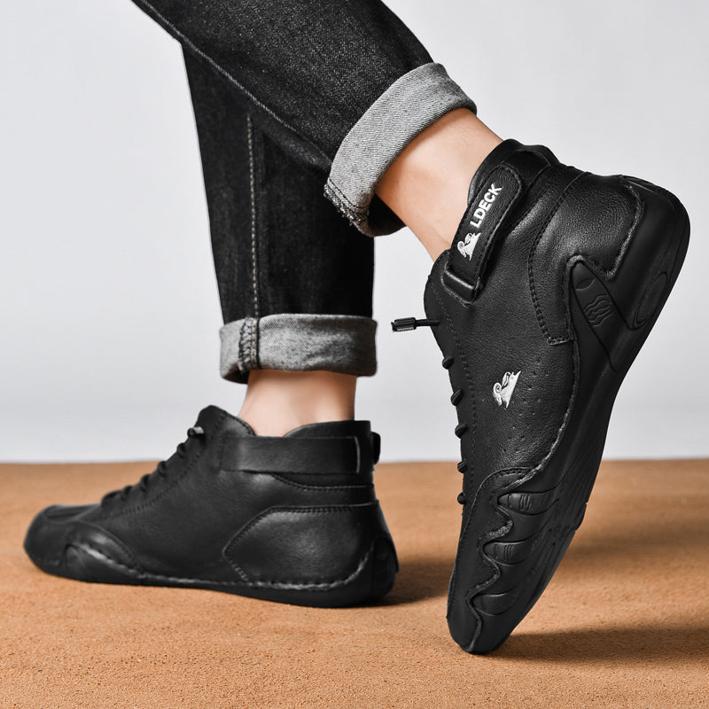 Men's Handmade Outdoor Waterproof Suede Velcro High Boots