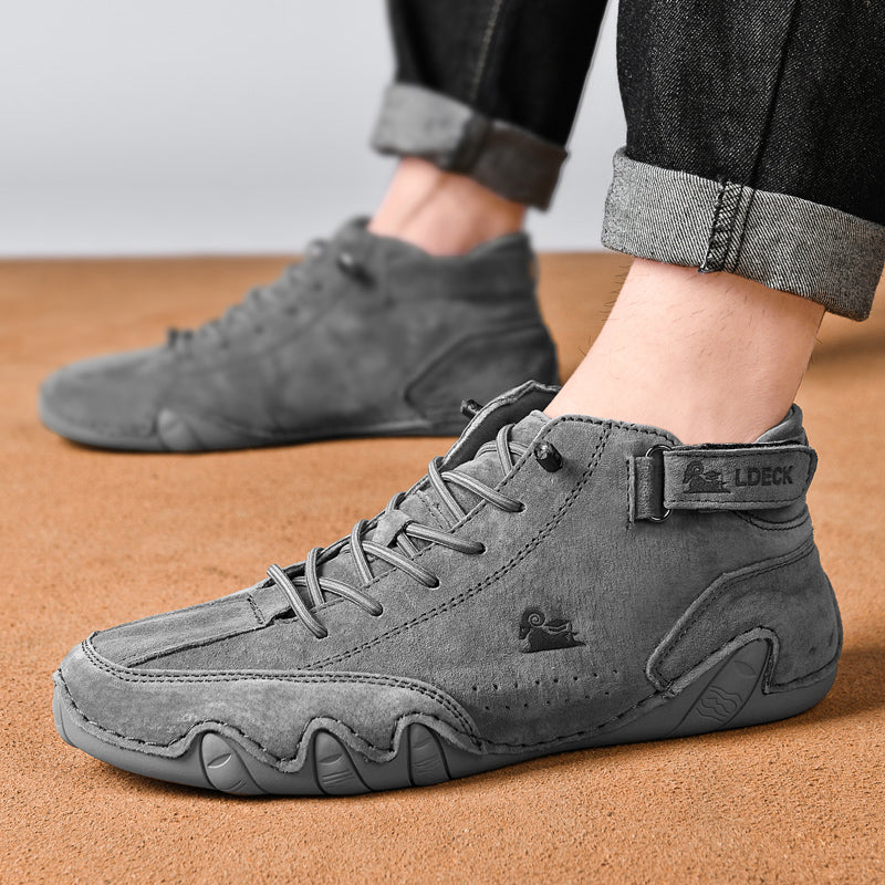Men's Handmade Outdoor Waterproof Suede Velcro High Boots