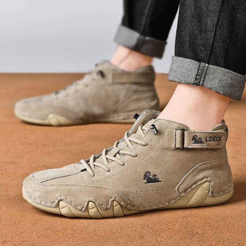 Men's Handmade Outdoor Waterproof Suede Velcro High Boots