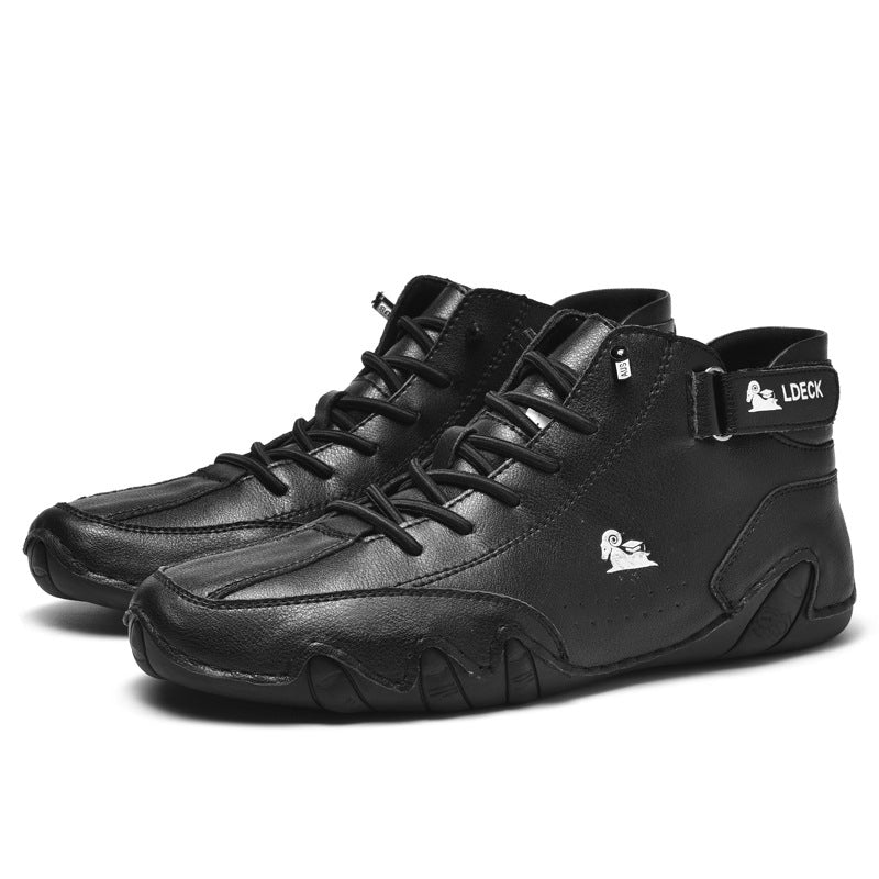 Men's Handmade Outdoor Waterproof Suede Velcro High Boots