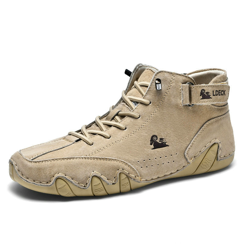 Men's Handmade Outdoor Waterproof Suede Velcro High Boots