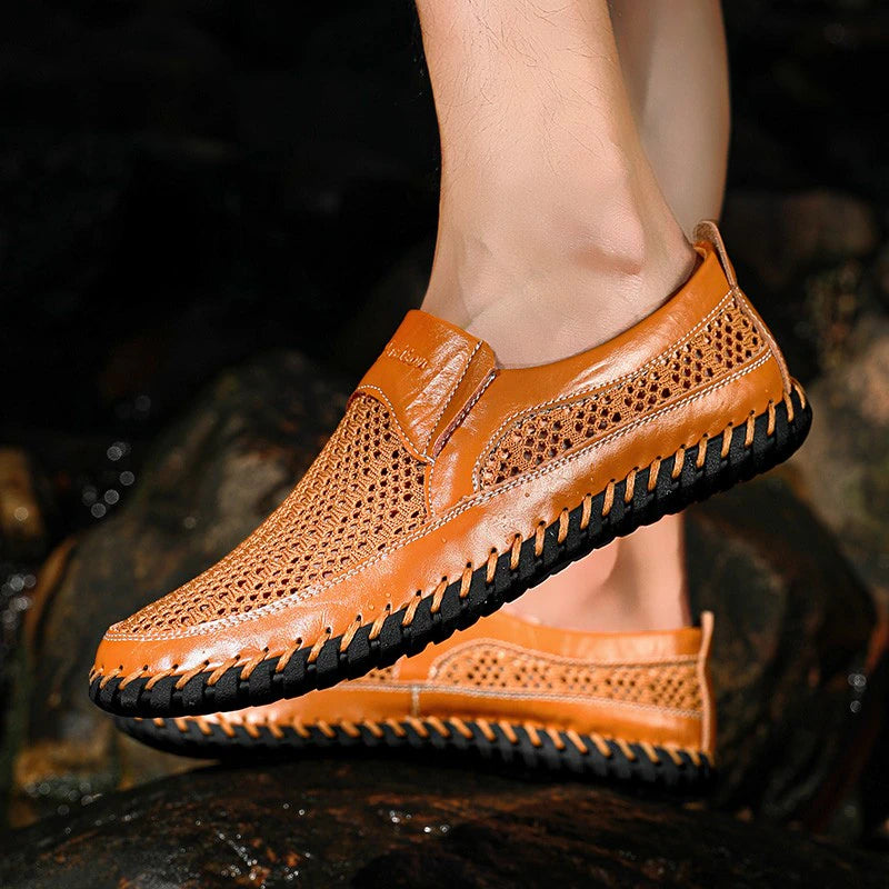 Men's Hand Stitching Breathable Non-Slip Casual Slip On Loafers