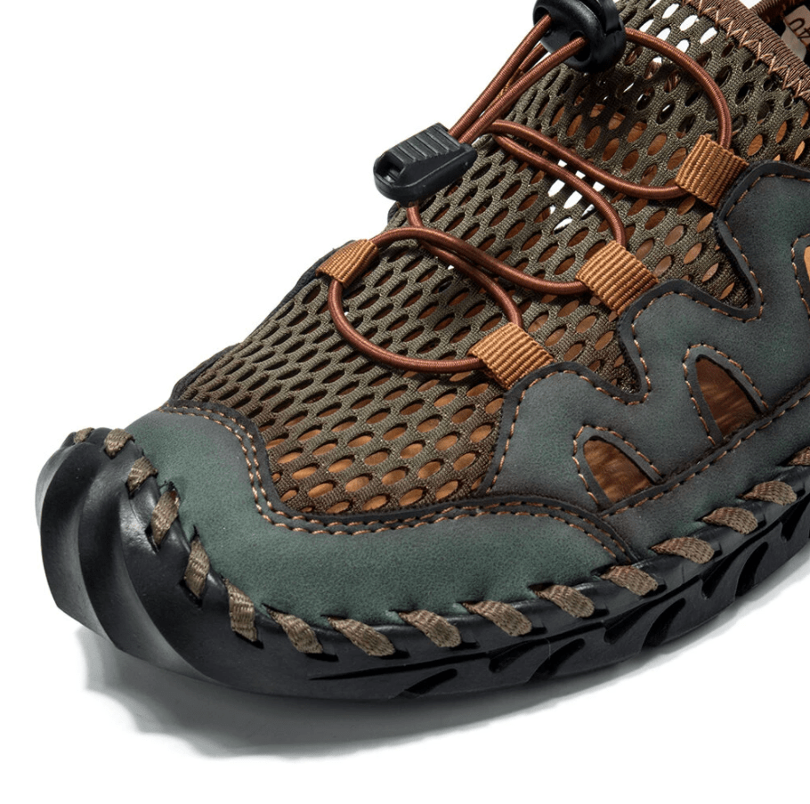 Men Genuine Leather Non-slip Mesh Casual Soft Sandals
