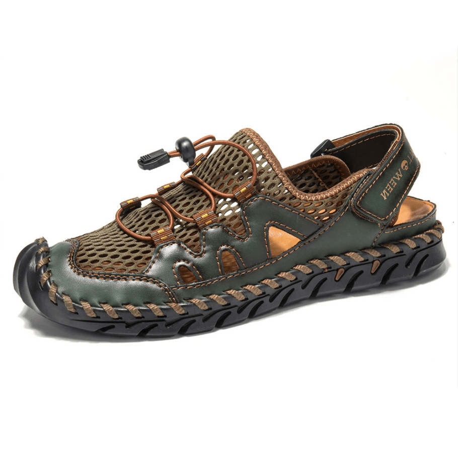 Men Genuine Leather Non-slip Mesh Casual Soft Sandals